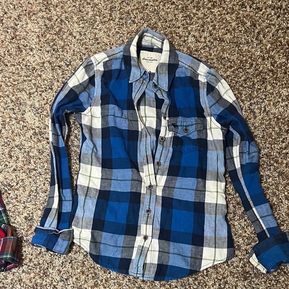 Abercrombie Kids Blue and White Checkered flannel shirt